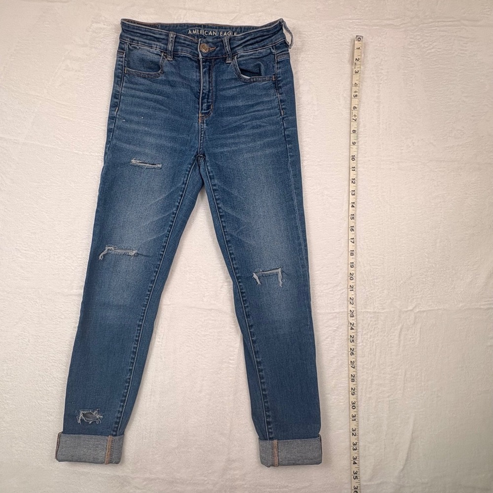 American Eagle Ne(x)t Level Stretch Distressed Skinny Jeans Blue Womens Size 8